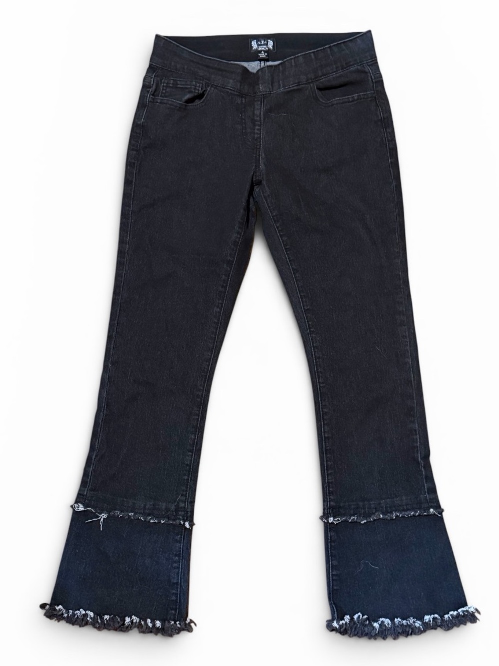 Women’s AZI Black/Gray Frayed Hem Jeans Size 4